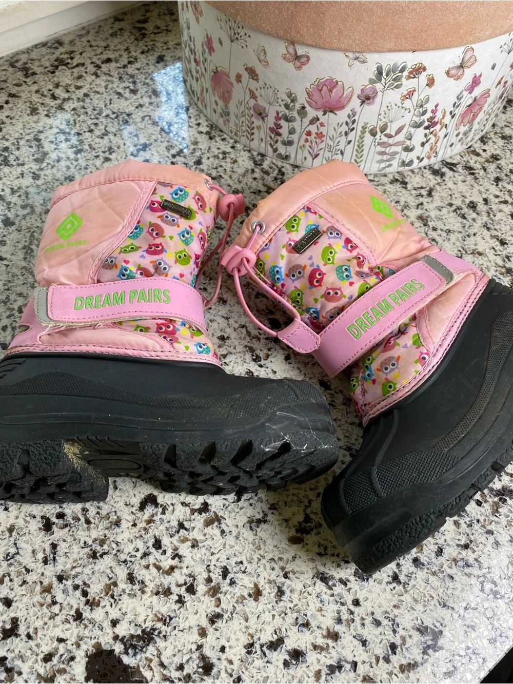 KAMIK Dream Pairs Insulated Winter Snow Boots Pink Owls 10